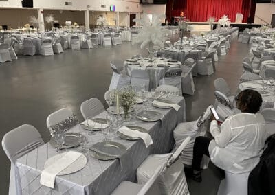 Hadji Stage View with White Linen Setup